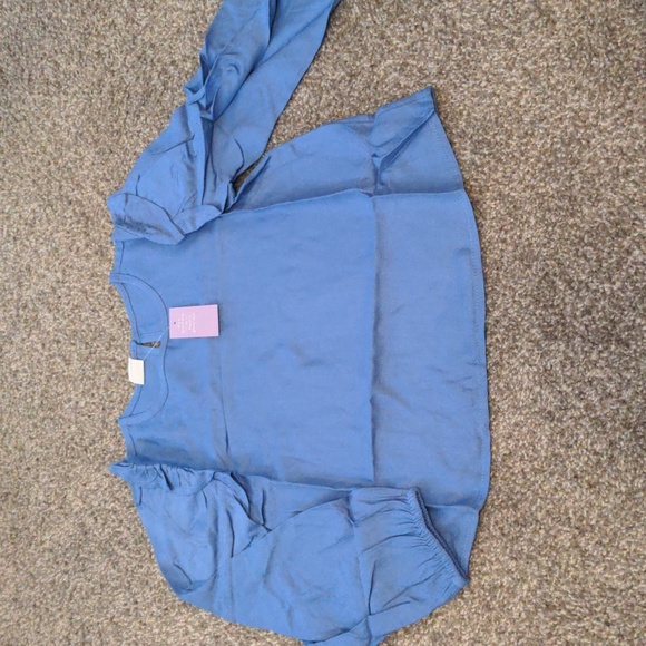 NWT Girls Ruffle Sleeve Peasant Blouse Size M (10) Color Blue Icicle - Picture 1 of 6
